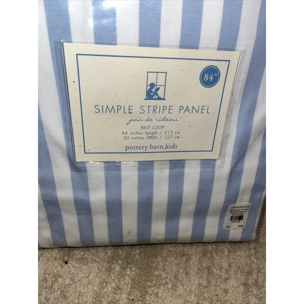 NEW POTTERY KIDS BARN BLUE WHITE STRIPE 84
